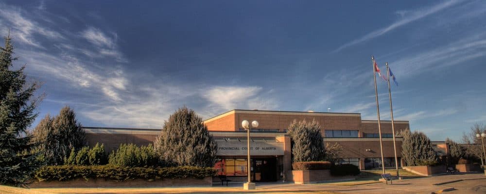 The court entrance of the Morinville Provincial Building