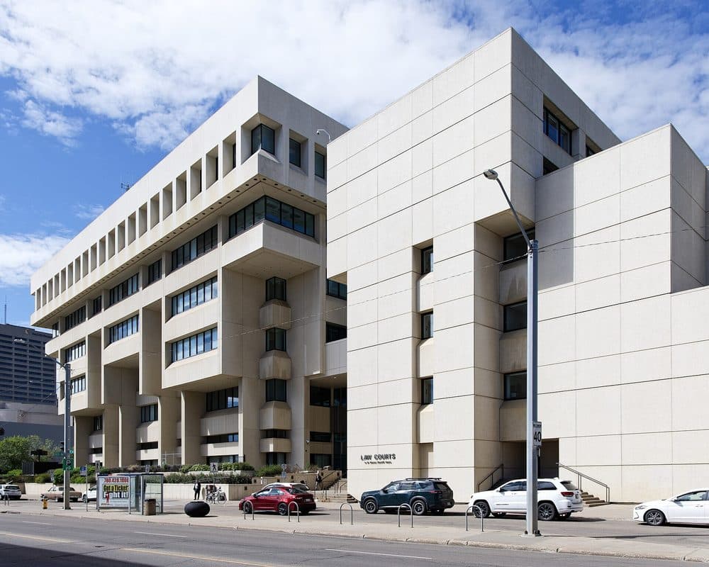 The Edmonton Law Courts building on Sir Winston Churchill Square